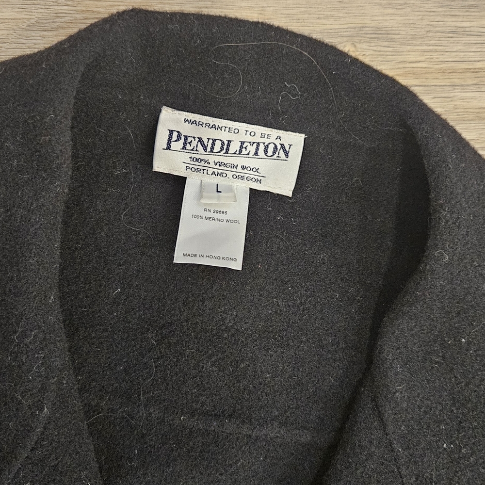 Pendleton Classic Black Blazer 100% Wool Size L - image 3